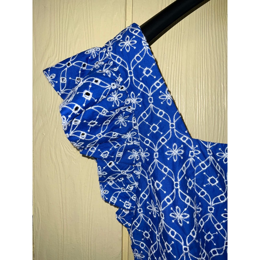 Lilly Pulitzer Size 14 DRESS Morrie Ruffle Sleeve Eyelet Smock Crochet Large NEW - Picture 8 of 14
